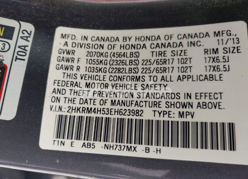 Photo 9 of 2014 Honda Cr-v EX (VIN 2HKRM4H53EH623982)