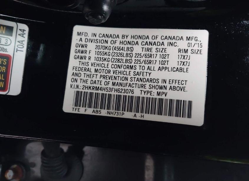 Photo 9 of 2015 Honda Cr-v EX (VIN 2HKRM4H53FH623076)