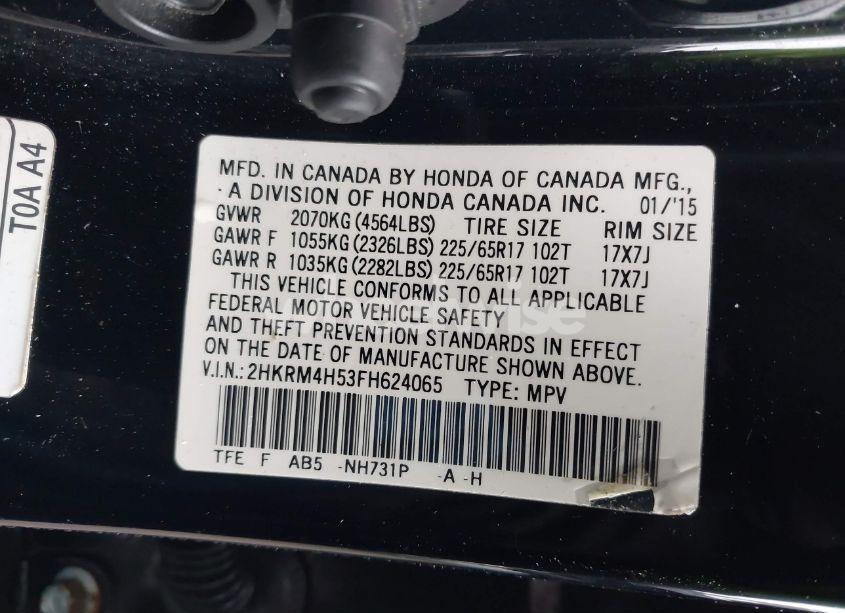 Photo 9 of 2015 Honda Cr-v EX (VIN 2HKRM4H53FH624065)
