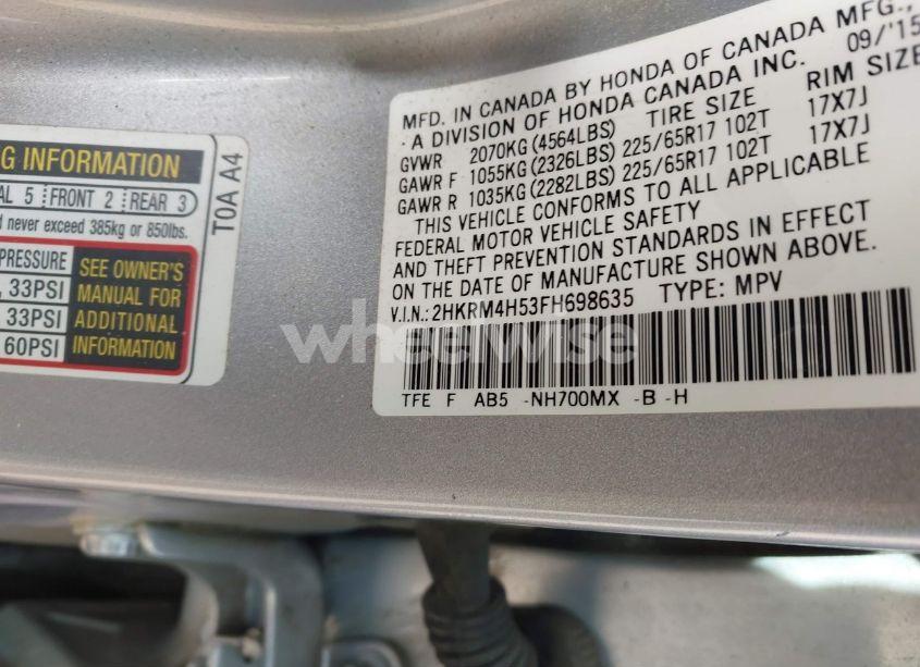 Photo 9 of 2015 Honda Cr-v EX (VIN 2HKRM4H53FH698635)