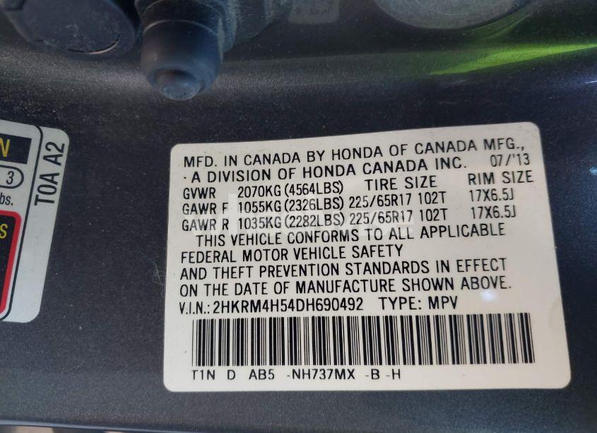 Photo 9 of 2013 Honda Cr-v EX (VIN 2HKRM4H54DH690492)