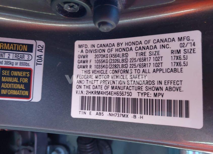 Photo 9 of 2014 Honda Cr-v EX (VIN 2HKRM4H54EH656750)