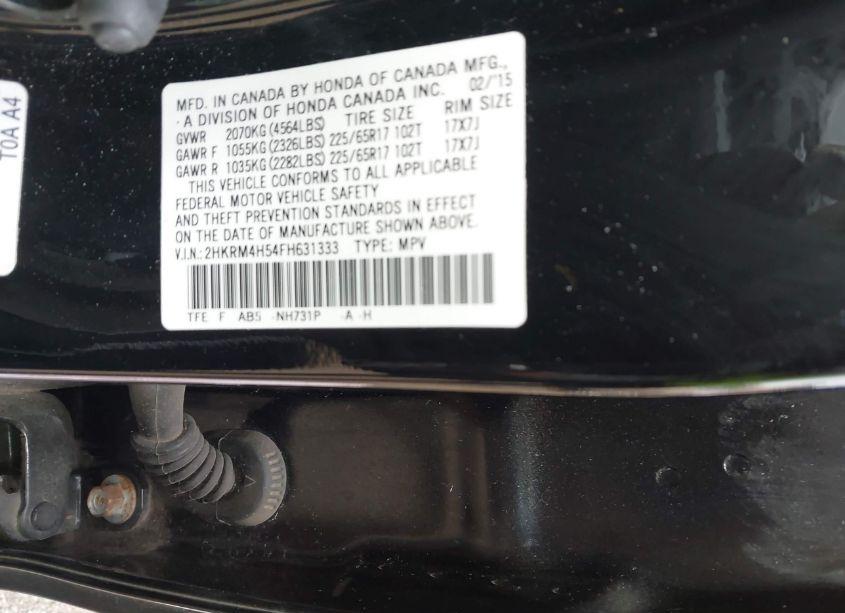 Photo 9 of 2015 Honda Cr-v EX (VIN 2HKRM4H54FH631333)