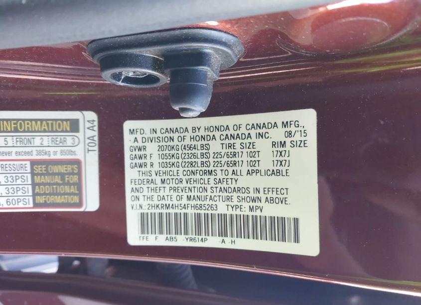 Photo 9 of 2015 Honda Cr-v EX (VIN 2HKRM4H54FH685263)