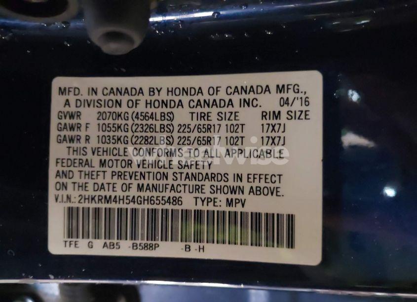 Photo 9 of 2016 Honda Cr-v EX (VIN 2HKRM4H54GH655486)