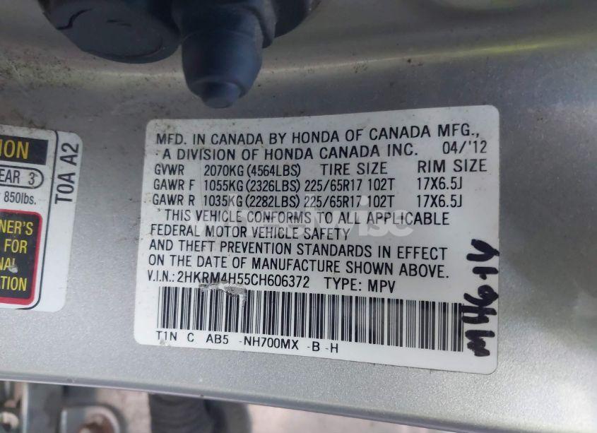 Photo 9 of 2012 Honda Cr-v EX (VIN 2HKRM4H55CH606372)