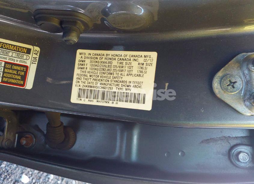 Photo 9 of 2012 Honda Cr-v EX (VIN 2HKRM4H56CH601293)