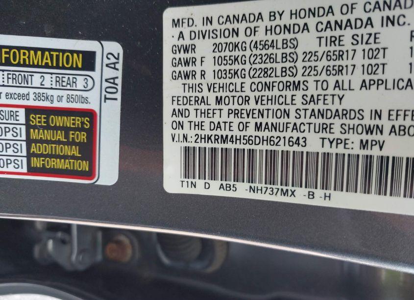 Photo 9 of 2013 Honda Cr-v EX (VIN 2HKRM4H56DH621643)