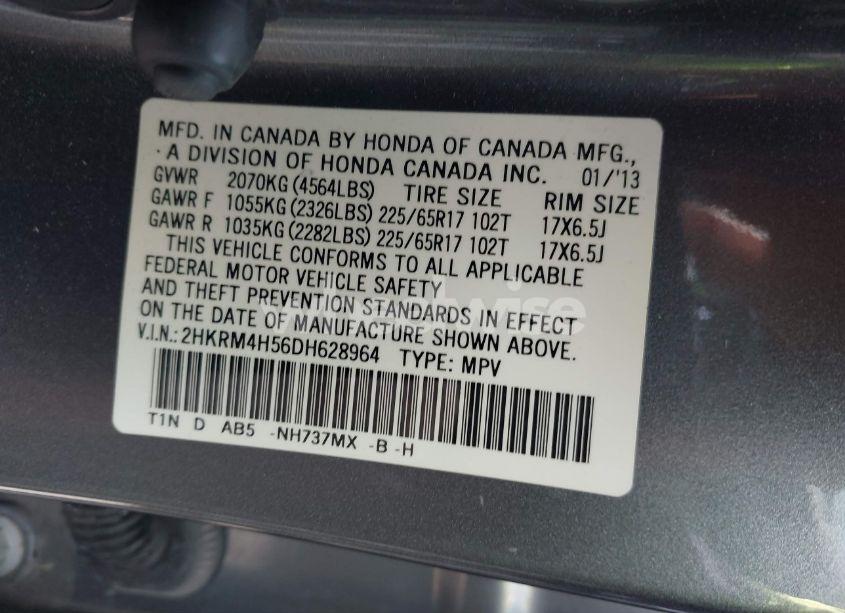 Photo 9 of 2013 Honda Cr-v EX (VIN 2HKRM4H56DH628964)