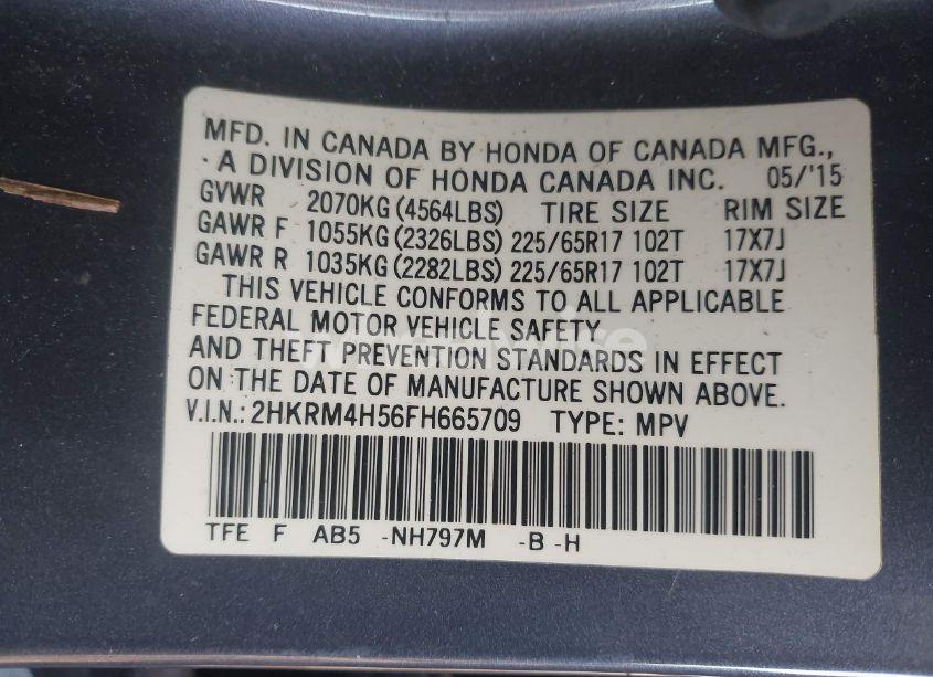 Photo 9 of 2015 Honda Cr-v EX (VIN 2HKRM4H56FH665709)