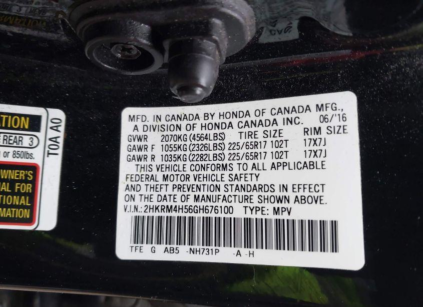 Photo 9 of 2016 Honda Cr-v EX (VIN 2HKRM4H56GH676100)