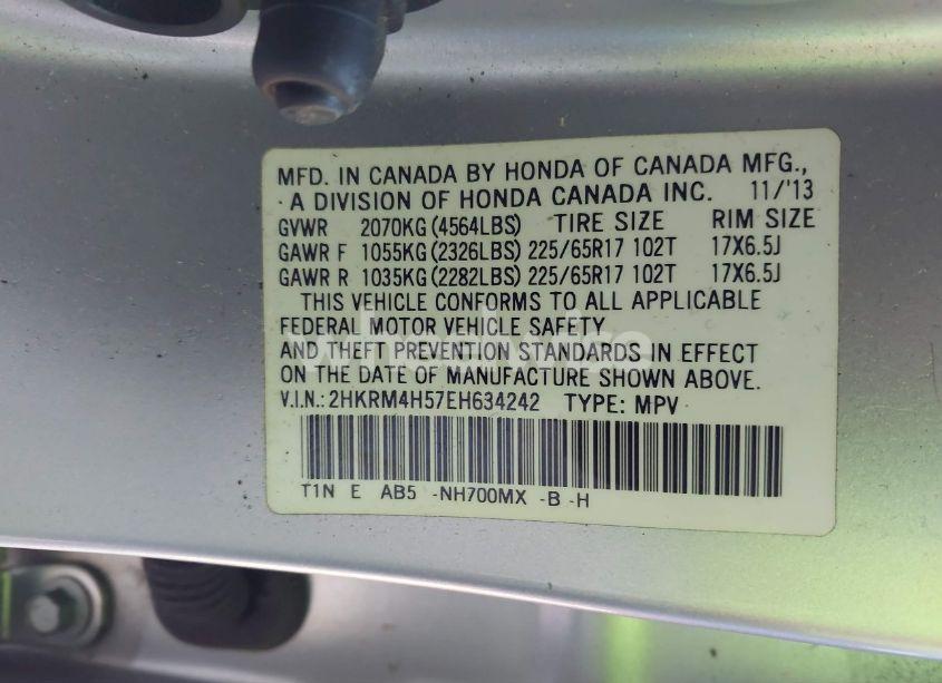 Photo 9 of 2014 Honda Cr-v EX (VIN 2HKRM4H57EH634242)