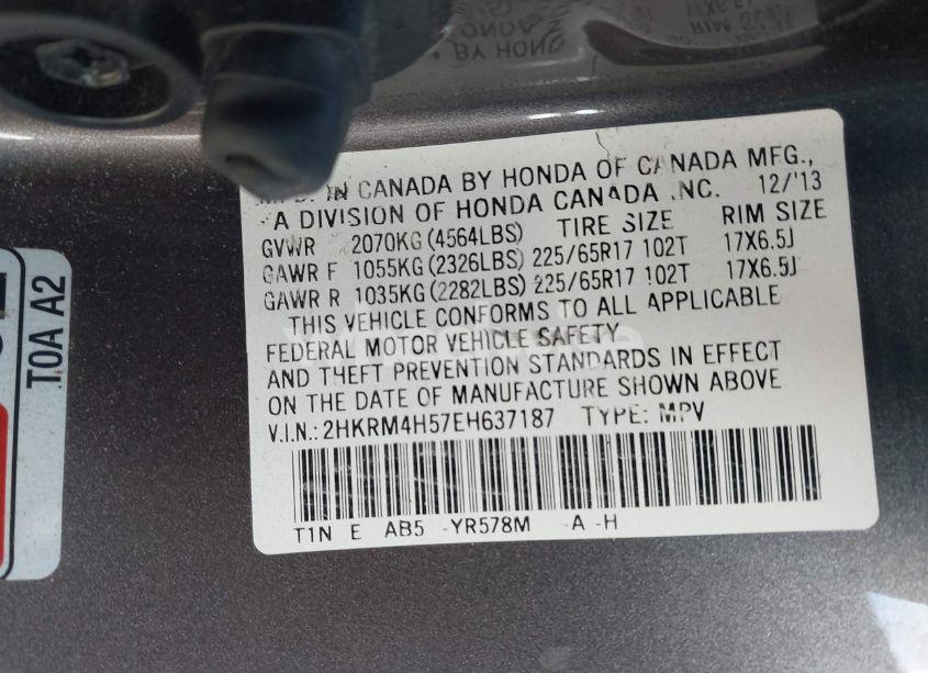 Photo 9 of 2014 Honda Cr-v EX (VIN 2HKRM4H57EH637187)