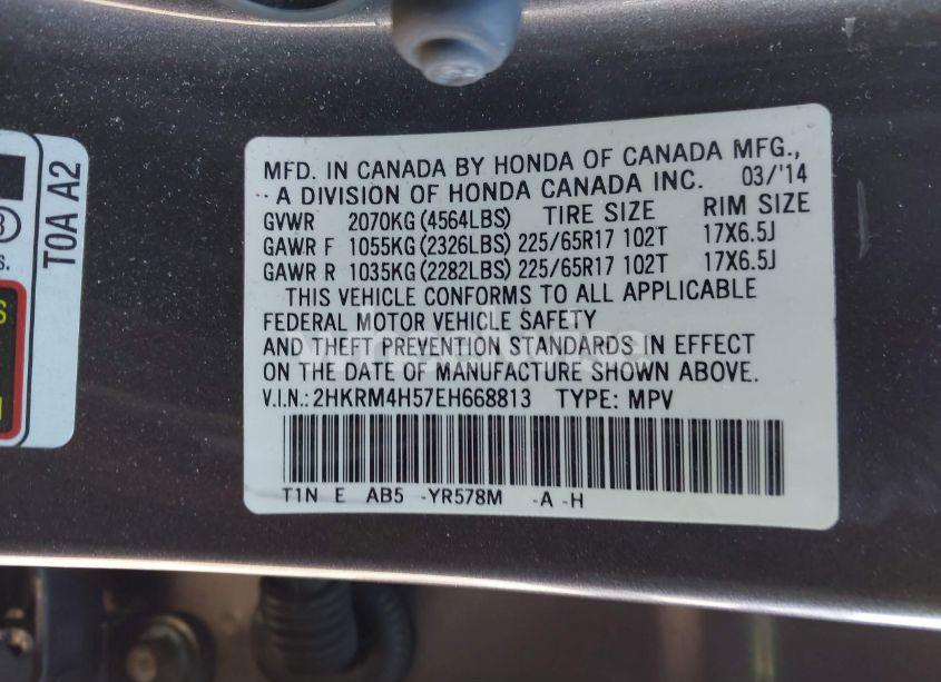 Photo 9 of 2014 Honda Cr-v EX (VIN 2HKRM4H57EH668813)