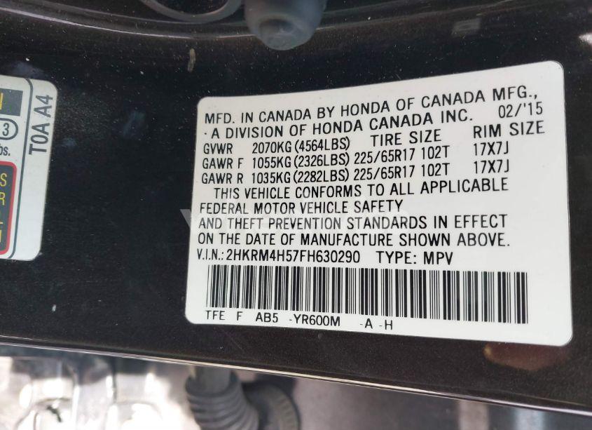 Photo 9 of 2015 Honda Cr-v EX (VIN 2HKRM4H57FH630290)