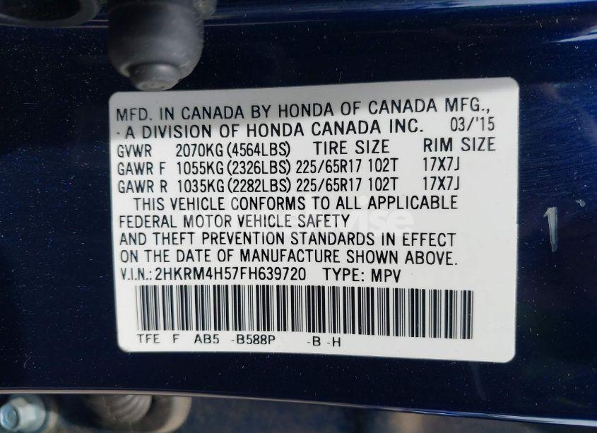 Photo 9 of 2015 Honda Cr-v EX (VIN 2HKRM4H57FH639720)