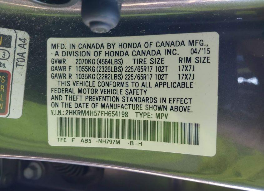 Photo 9 of 2015 Honda Cr-v EX (VIN 2HKRM4H57FH654198)