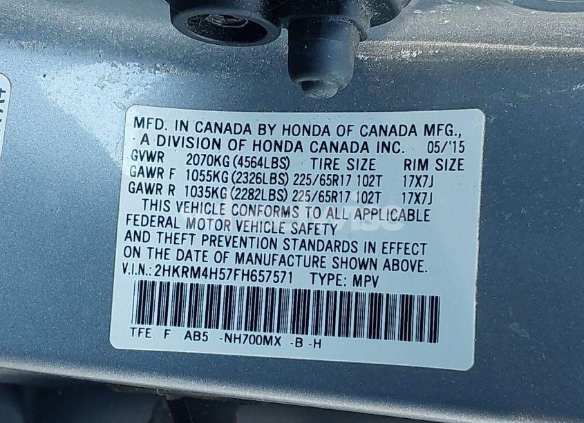 Photo 9 of 2015 Honda Cr-v EX (VIN 2HKRM4H57FH657571)