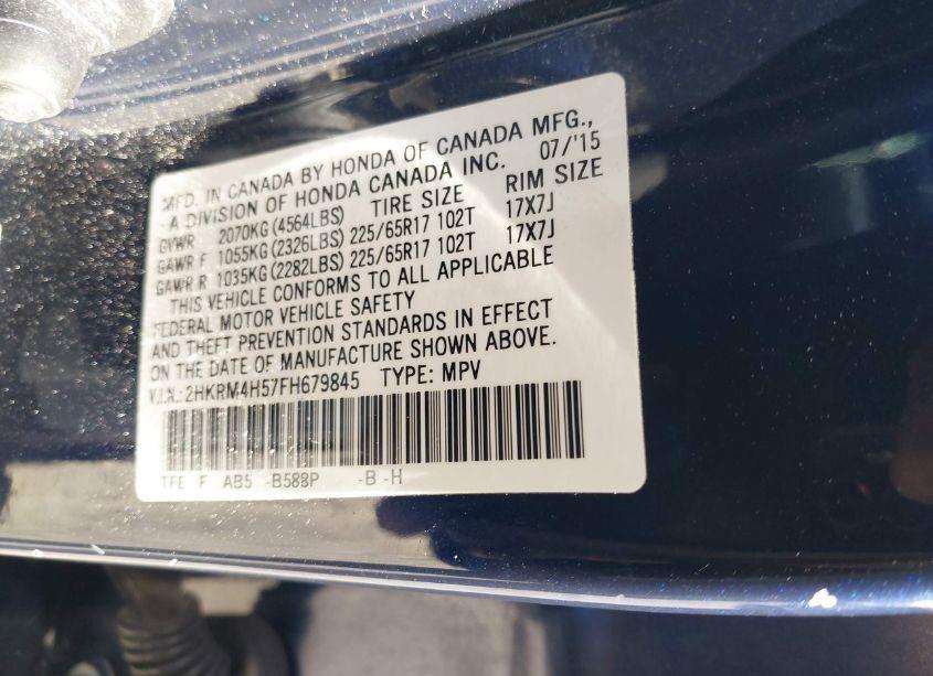 Photo 9 of 2015 Honda Cr-v EX (VIN 2HKRM4H57FH679845)