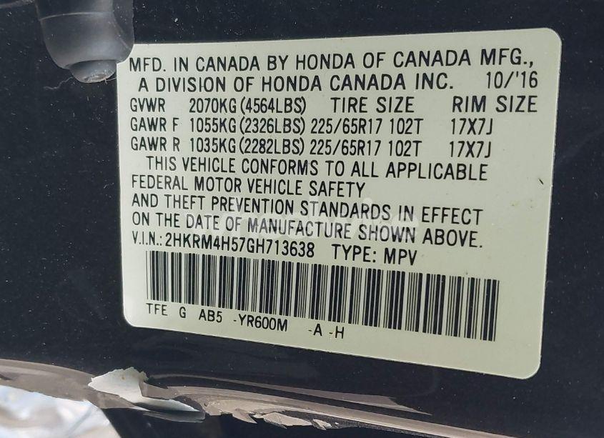 Photo 9 of 2016 Honda Cr-v EX (VIN 2HKRM4H57GH713638)