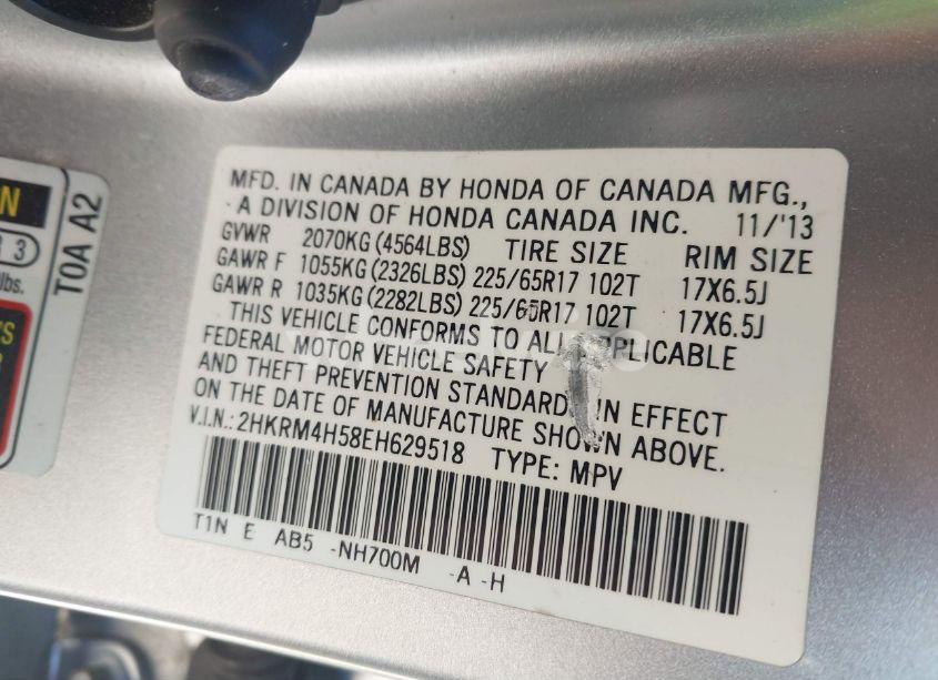 Photo 9 of 2014 Honda Cr-v EX (VIN 2HKRM4H58EH629518)