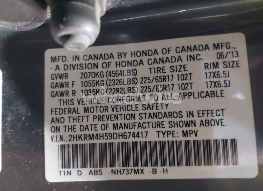 Photo 9 of 2013 Honda Cr-v EX (VIN 2HKRM4H59DH674417)