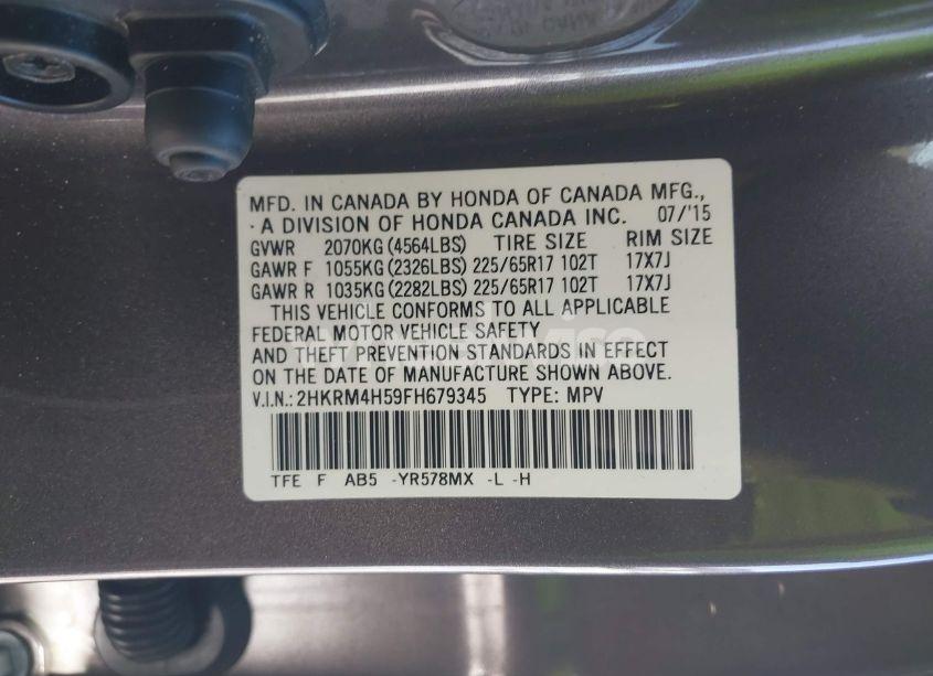 Photo 9 of 2015 Honda Cr-v EX (VIN 2HKRM4H59FH679345)