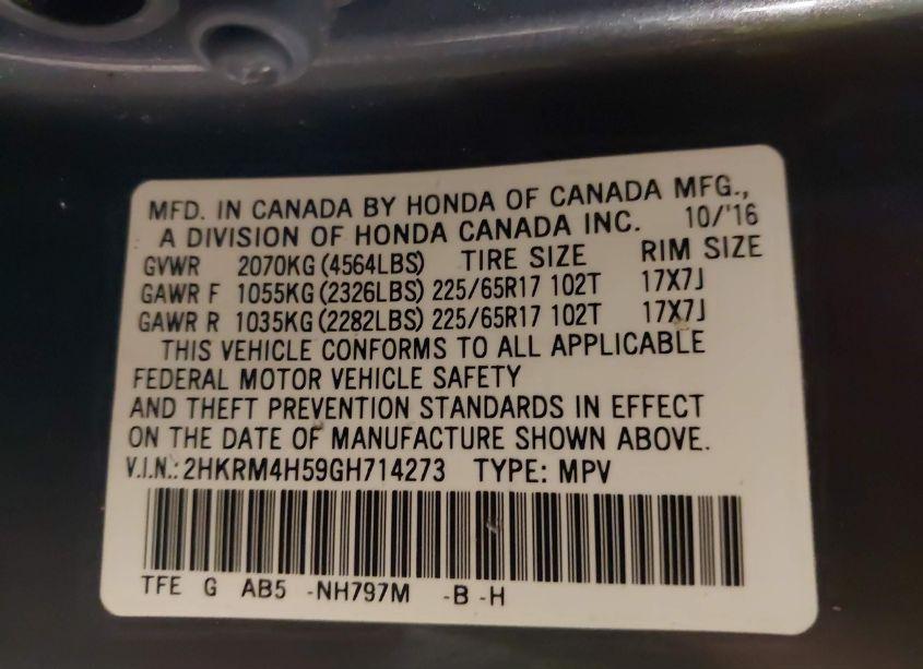 Photo 9 of 2016 Honda Cr-v EX (VIN 2HKRM4H59GH714273)