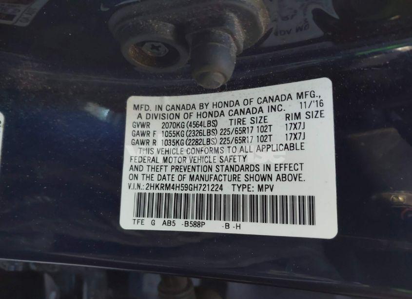 Photo 9 of 2016 Honda Cr-v EX (VIN 2HKRM4H59GH721224)