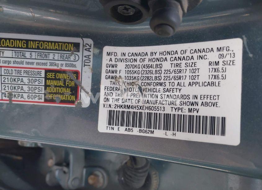 Photo 9 of 2014 Honda Cr-v EX (VIN 2HKRM4H5XEH605513)