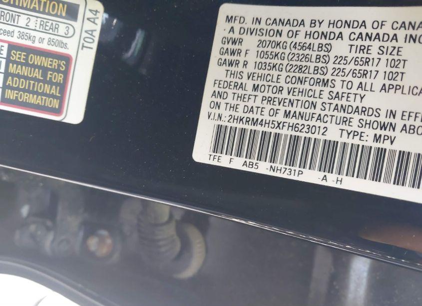 Photo 9 of 2015 Honda Cr-v EX (VIN 2HKRM4H5XFH623012)