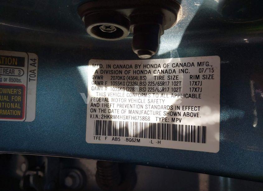 Photo 9 of 2015 Honda Cr-v EX (VIN 2HKRM4H5XFH675868)