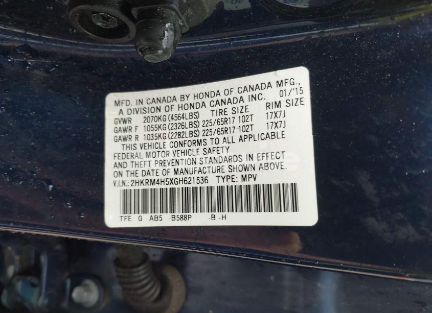 Photo 9 of 2016 Honda Cr-v EX (VIN 2HKRM4H5XGH621536)