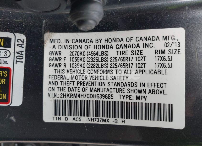 Photo 9 of 2013 Honda Cr-v EX-L (VIN 2HKRM4H70DH639685)