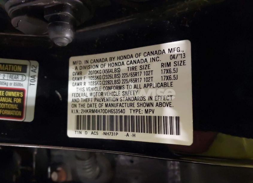 Photo 9 of 2013 Honda Cr-v EX-L (VIN 2HKRM4H70DH653540)