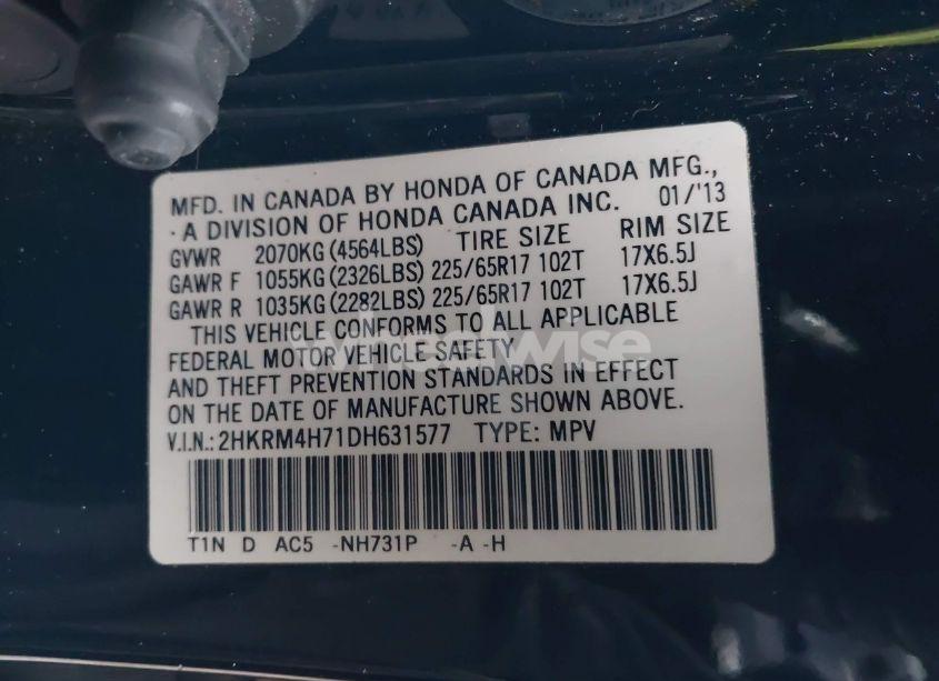 Photo 9 of 2013 Honda Cr-v EX-L (VIN 2HKRM4H71DH631577)
