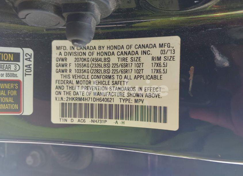 Photo 9 of 2013 Honda Cr-v EX-L (VIN 2HKRM4H71DH640621)