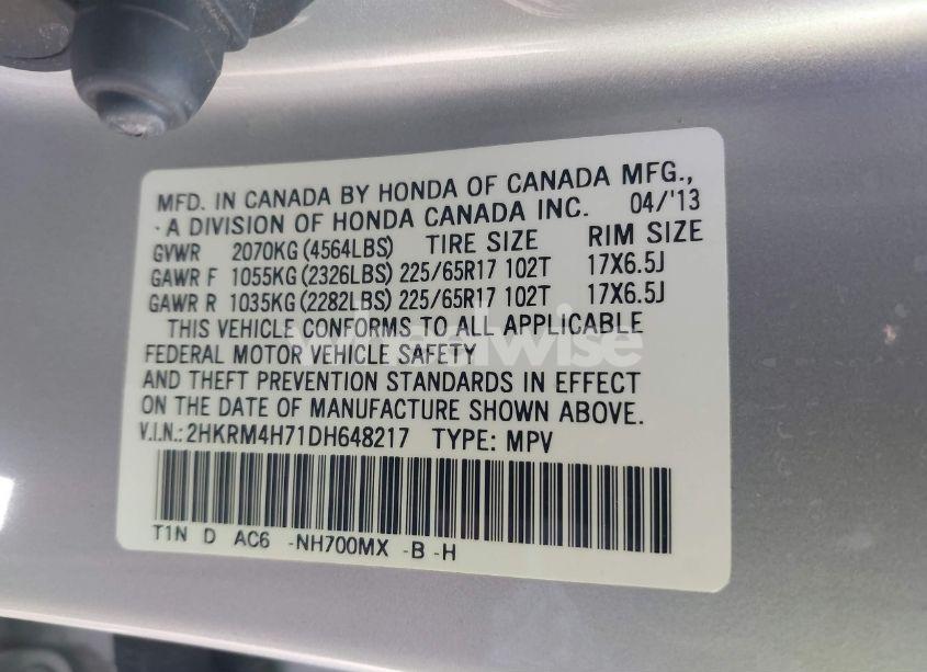 Photo 9 of 2013 Honda Cr-v EX-L (VIN 2HKRM4H71DH648217)