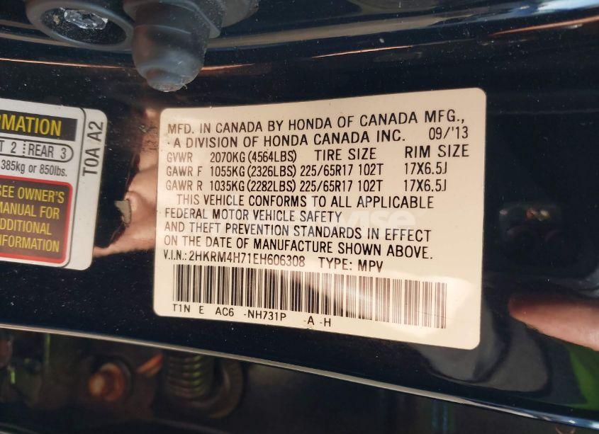 Photo 9 of 2014 Honda Cr-v EX-L (VIN 2HKRM4H71EH606308)