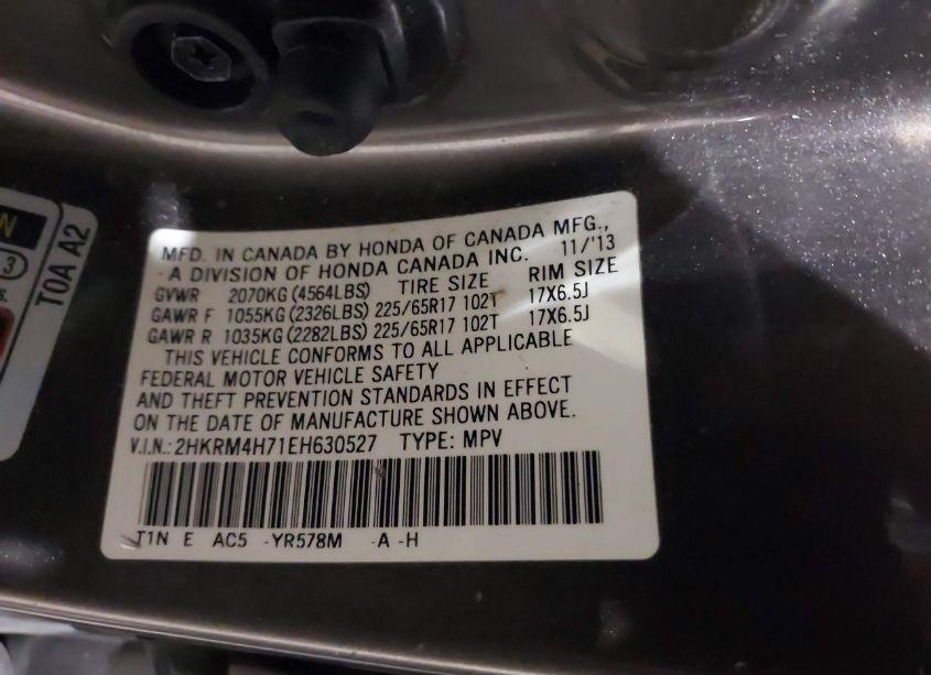 Photo 9 of 2014 Honda Cr-v EX-L (VIN 2HKRM4H71EH630527)