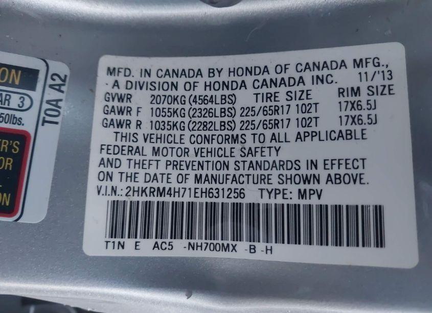 Photo 9 of 2014 Honda Cr-v EX-L (VIN 2HKRM4H71EH631256)