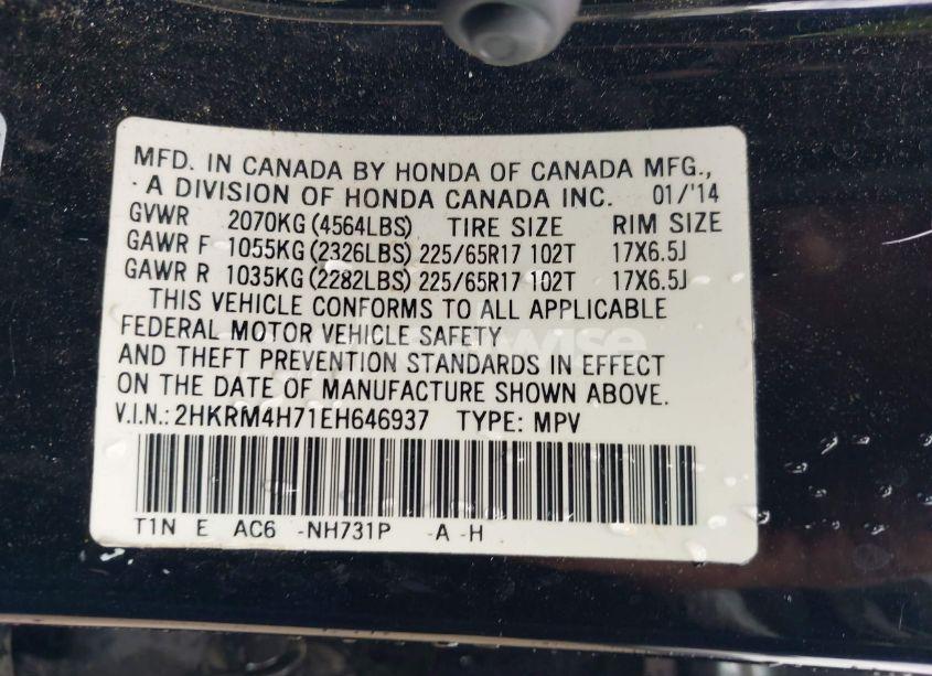 Photo 9 of 2014 Honda Cr-v EX-L (VIN 2HKRM4H71EH646937)