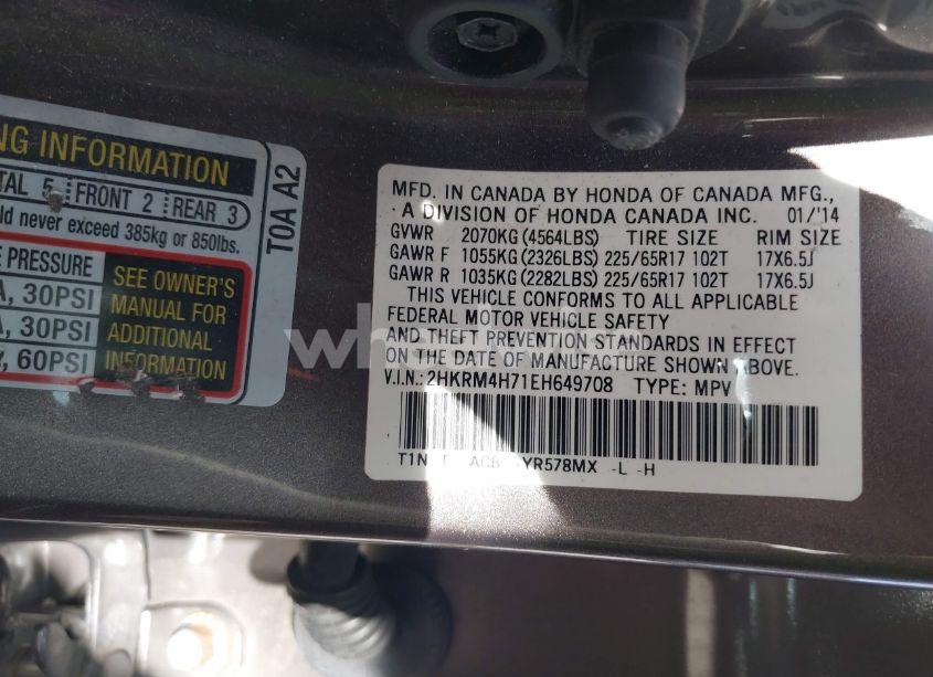 Photo 9 of 2014 Honda Cr-v EX-L (VIN 2HKRM4H71EH649708)