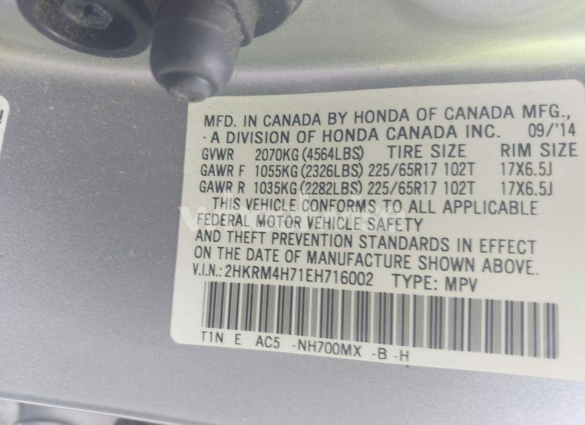 Photo 9 of 2014 Honda Cr-v EX-L (VIN 2HKRM4H71EH716002)