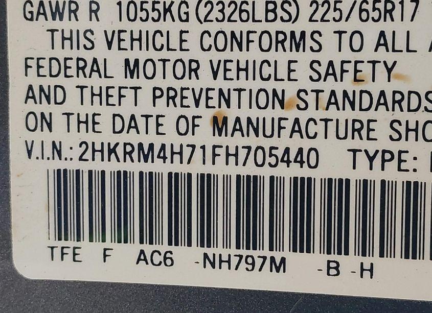 Photo 9 of 2015 Honda Cr-v EX-L (VIN 2HKRM4H71FH705440)