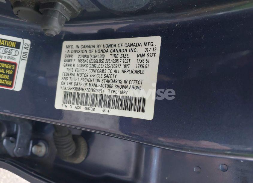 Photo 9 of 2013 Honda Cr-v EX-L (VIN 2HKRM4H72DH624914)