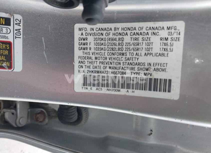 Photo 9 of 2014 Honda Cr-v EX-L (VIN 2HKRM4H72EH667084)