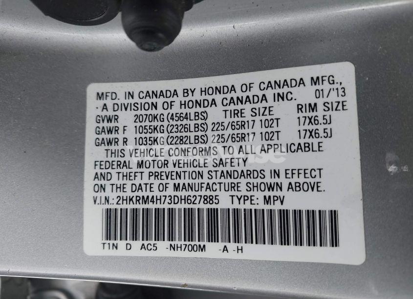 Photo 9 of 2013 Honda Cr-v EX-L (VIN 2HKRM4H73DH627885)