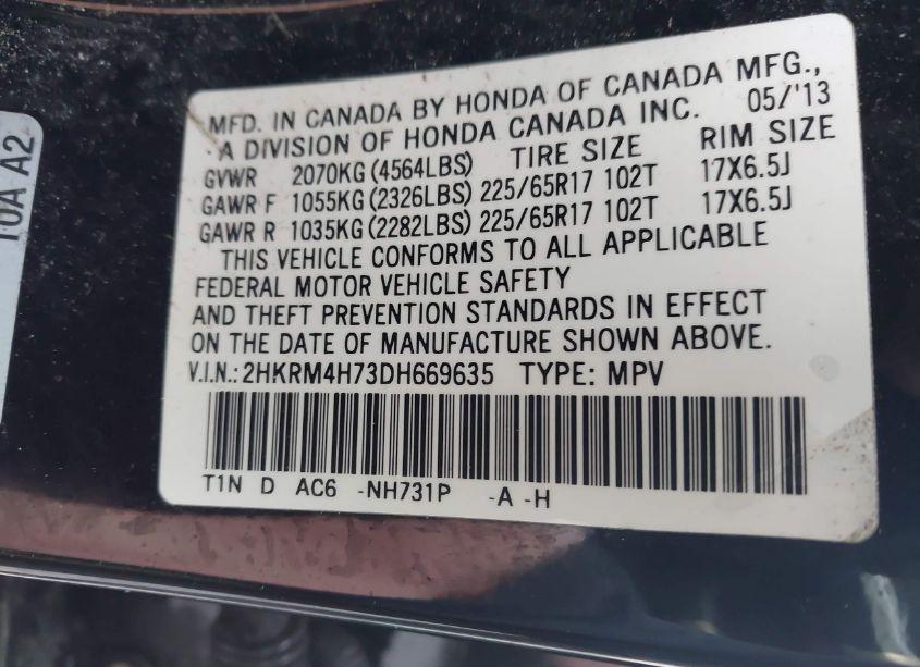 Photo 9 of 2013 Honda Cr-v EX-L (VIN 2HKRM4H73DH669635)