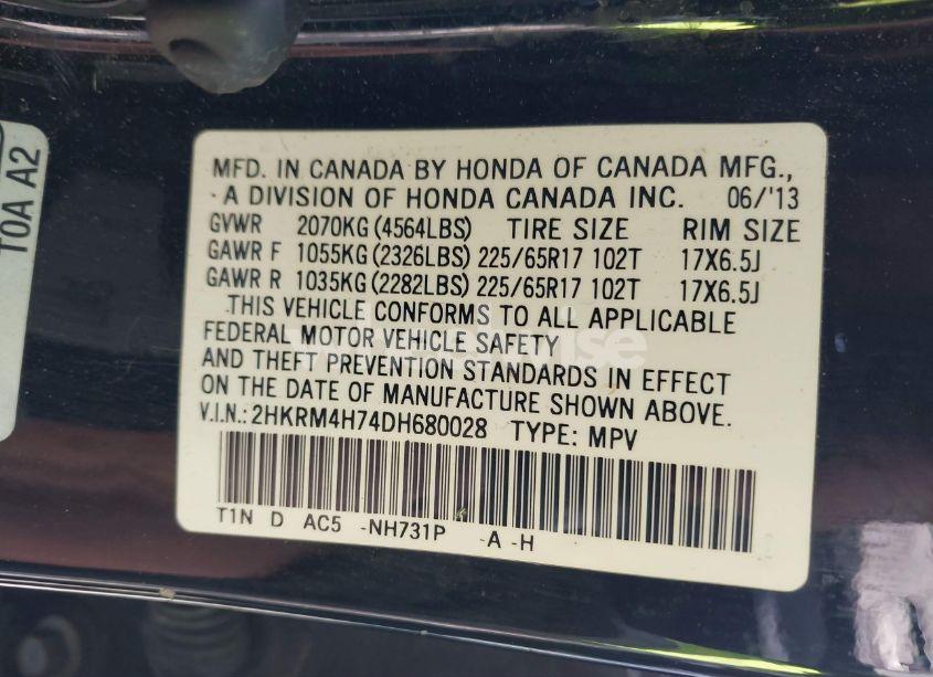 Photo 9 of 2013 Honda Cr-v EX-L (VIN 2HKRM4H74DH680028)